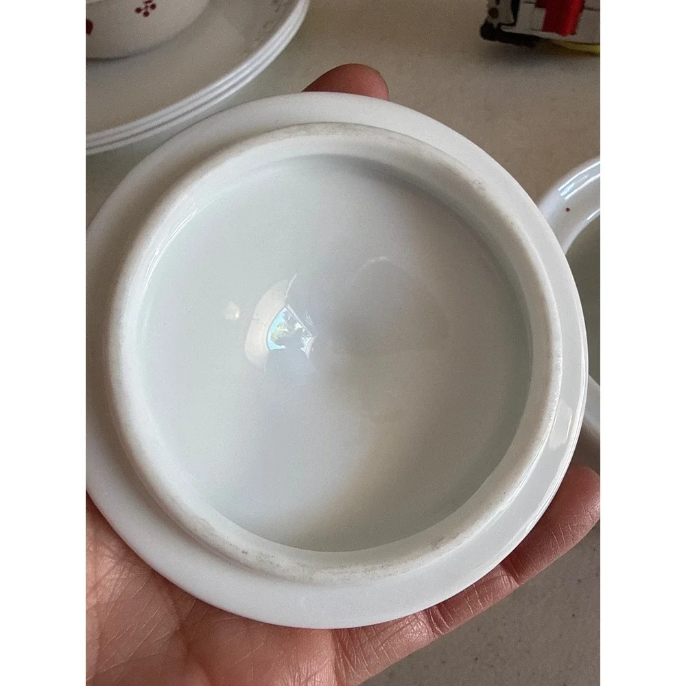 Corning Corelle Pure White Swirl Sugar‎ Bowl with Lid Vitrelle Glass 81-TY F6